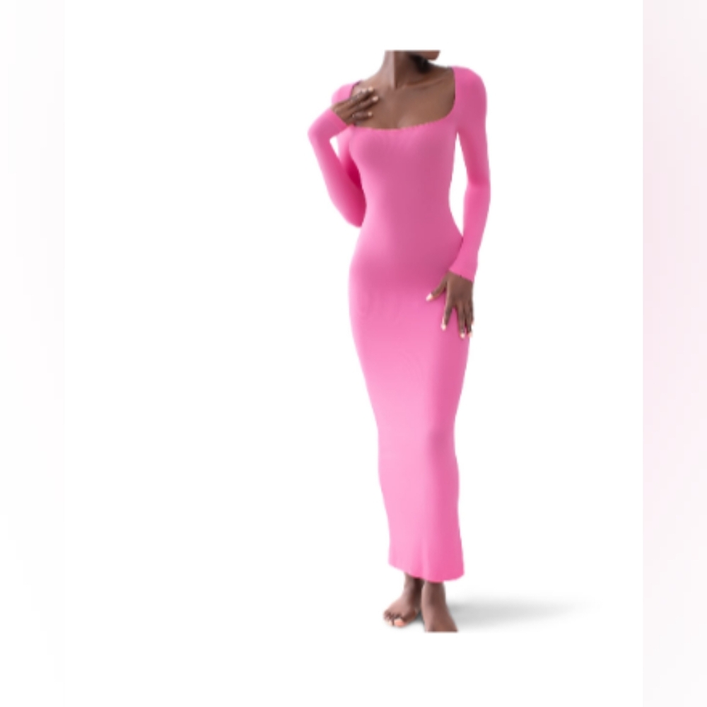 Pink Long Sleeve T-Shirt Dress